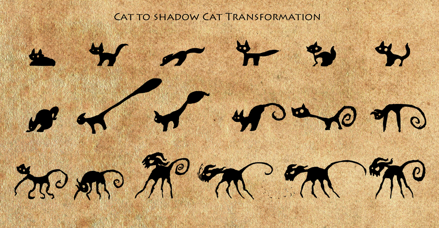 Frames from the Shadow Cat's transformation.