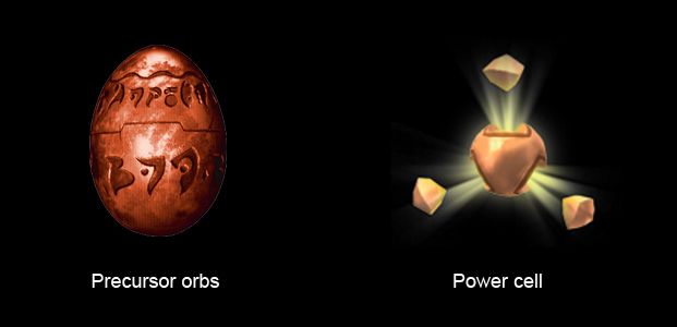 The two main collectibles: Precursor orbs and Power cells